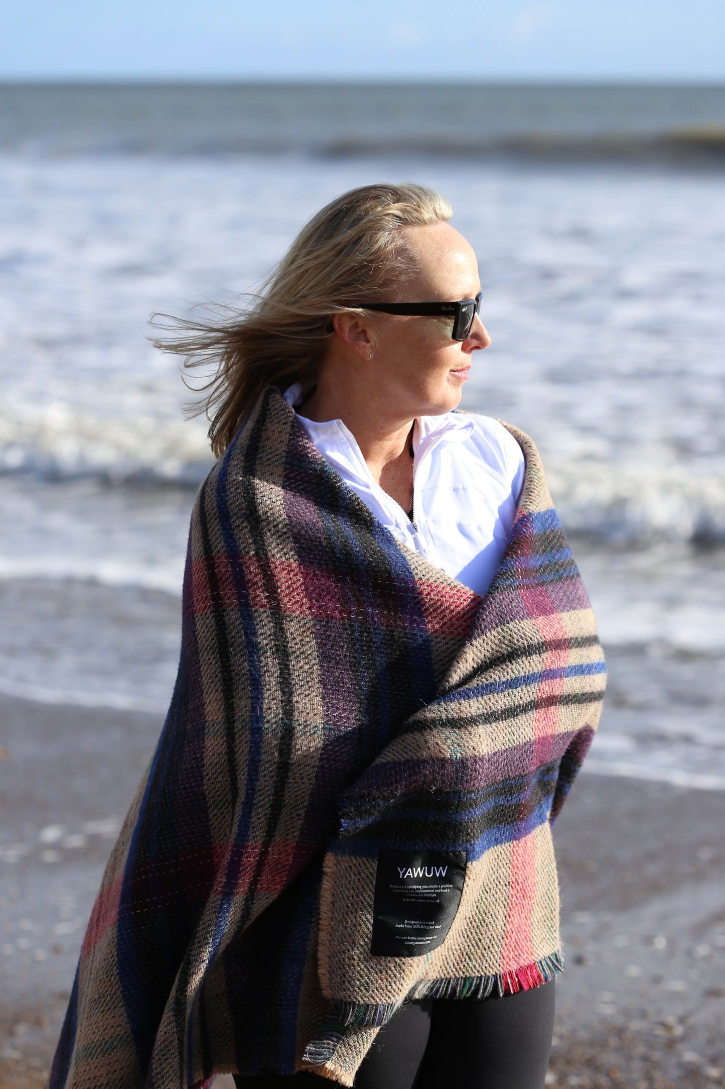 A woollen throw, scarf or rug made by YAWUW, Cork's most innovative clothing company.