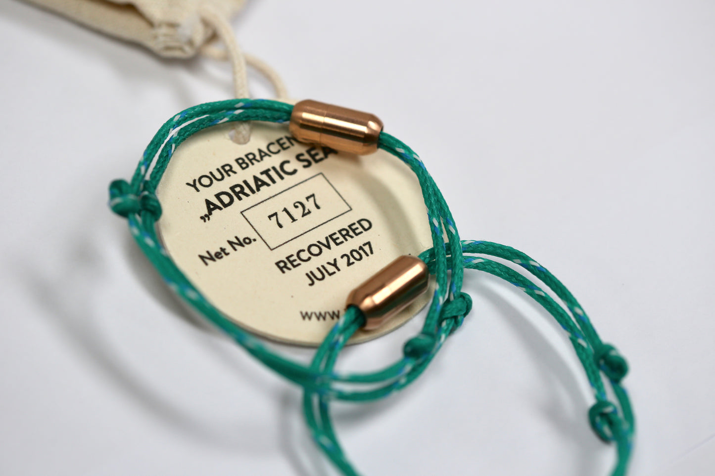Bracelet made from a net recovered from the Adriatic Sea