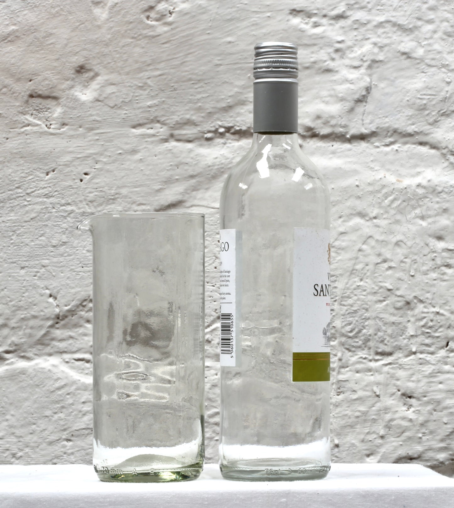 Clear Glass Carafe,  made from a wine bottle.