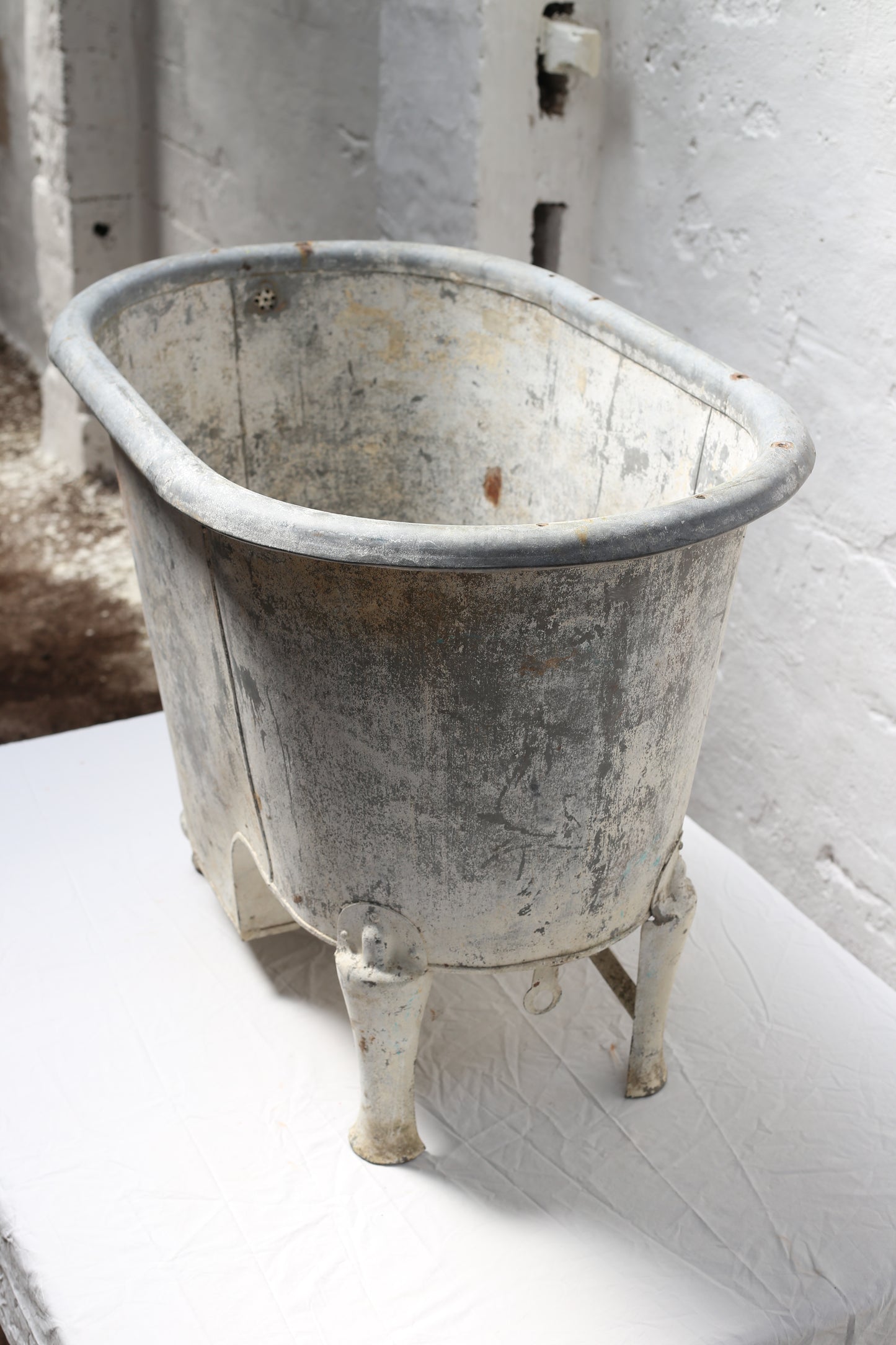 Vintage 19th century French, galvanised zinc, bath