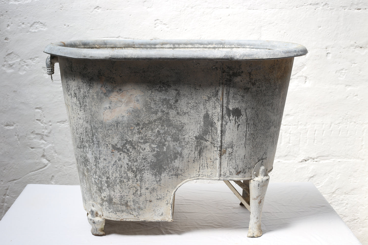 Vintage 19th century French, galvanised zinc, bath